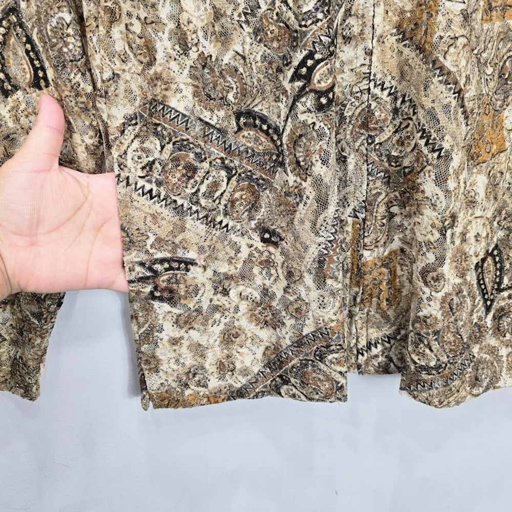 Vtg 90s Y2K Chico's Top L Paisley Fairy‎ Romantic Whimiscal Forest Fall Sheer - Picture 2 of 10